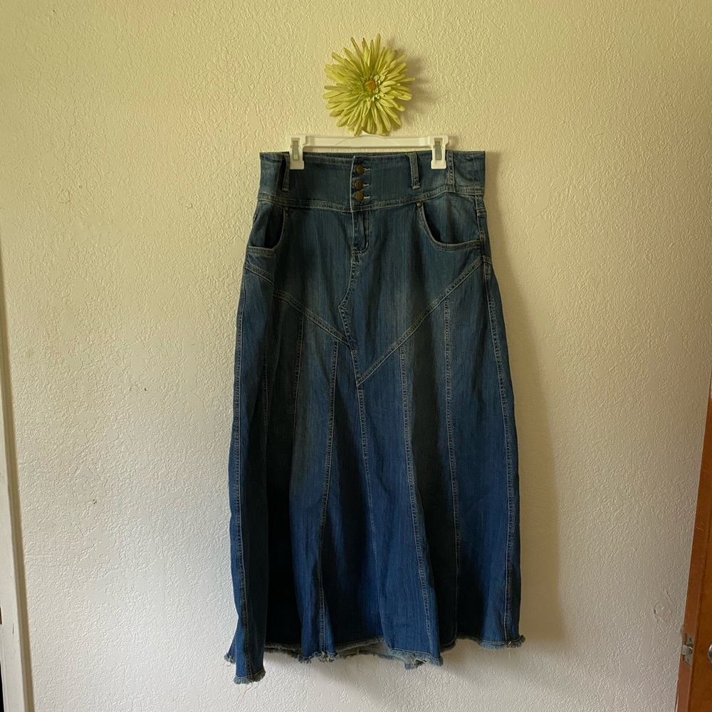 Long denim skirt